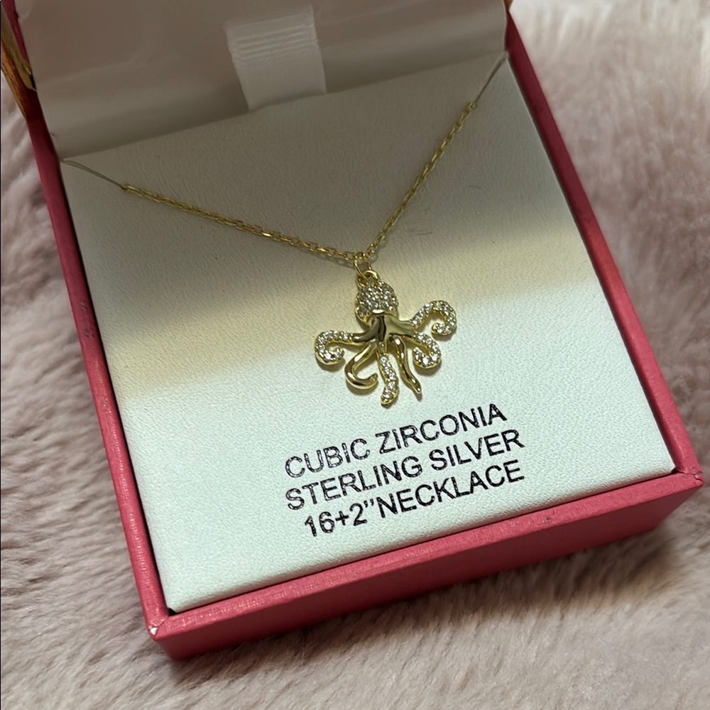 Rachel Zoe Gold Octopus Necklace with Cubic Zirconia
